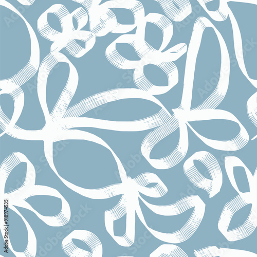 Seamless pattern. Modern indigo blue geometric hand drawn netting stripe. Repeating abstract background. Masculine monochrome geo. Trendy shirting design textile. All over print dyed vector swatch