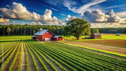 Farmland in Suwanee County, Florida, agriculture, rural, crops, landscape, countryside, field, farming, nature, barn, farm photo