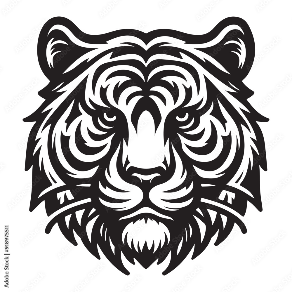 Line art of tiger face logo vector