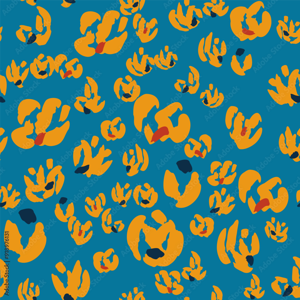 Blue seamless pattern with abstract yellow flowers. Vector square background, illustration, print, design. Japanese style Blue seamless pattern with abstract yellow flowers. Vector square background, illustration, print, design. Japanese style