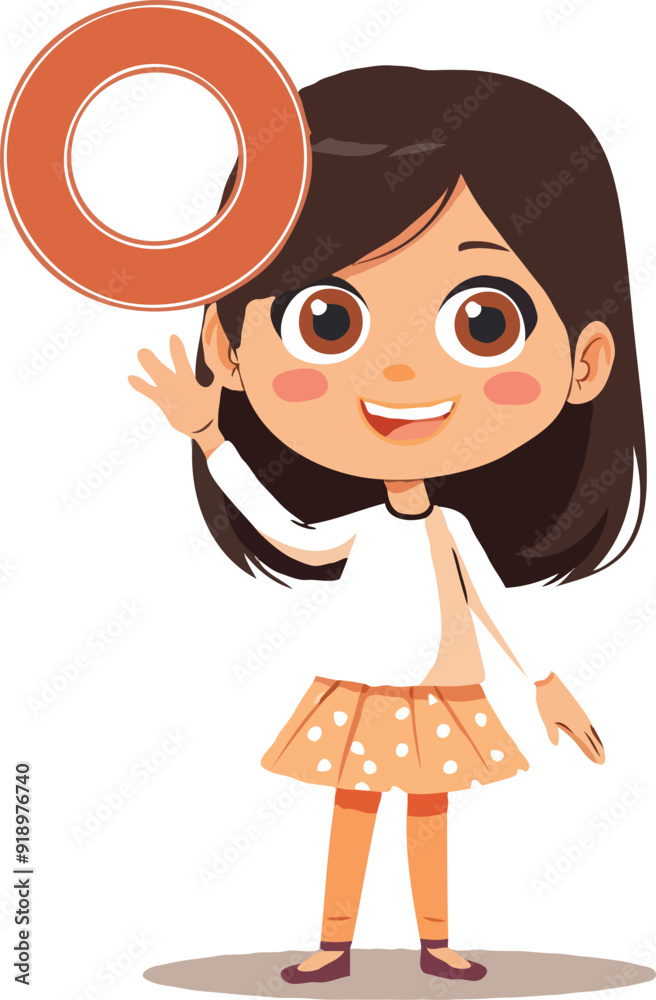 A cartoon holding a alphabet white background A cartoon holding a alphabet white background