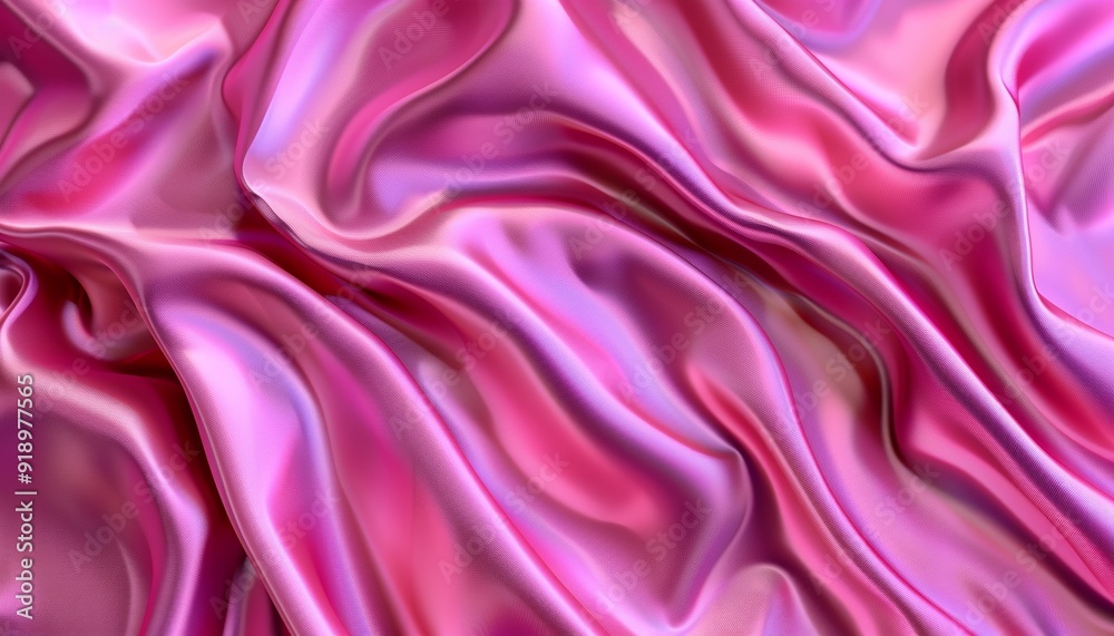 Fototapeta premium Beautiful Pink Silk Fabric Background, Unique Texture and Vibrant Color, Flowing Patterns, Copy Space