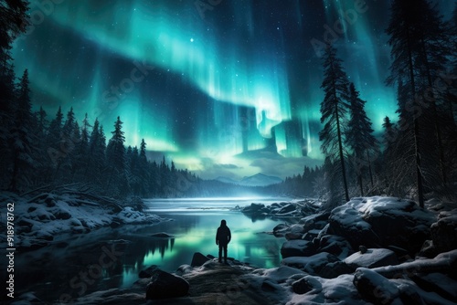 Marveling at the Northern Lights in Lapland, Finland. 