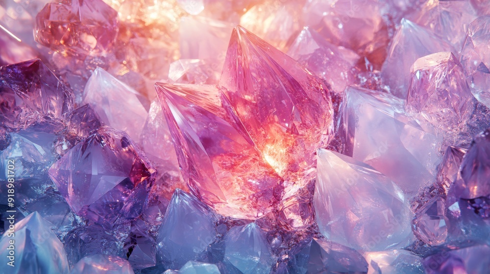 Fototapeta premium Close-up of Pink and Purple Crystal Formations