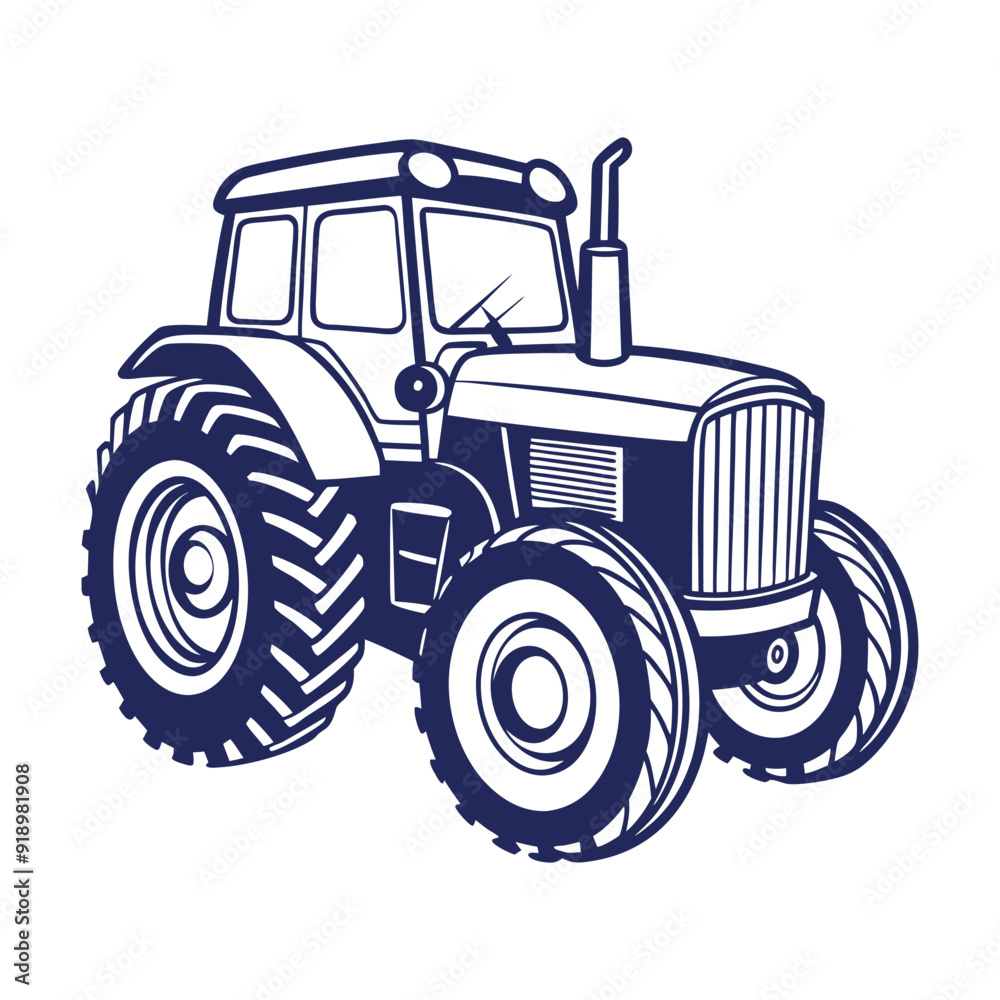 Obraz premium Farm tractor silhouette Vector design illustration template