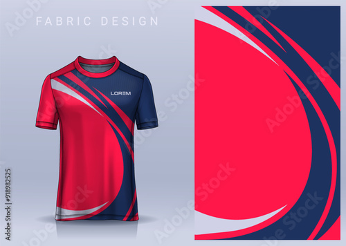 Fabric textile design for Sport t-shirt, Soccer jersey mockup for football club. uniform front view.
