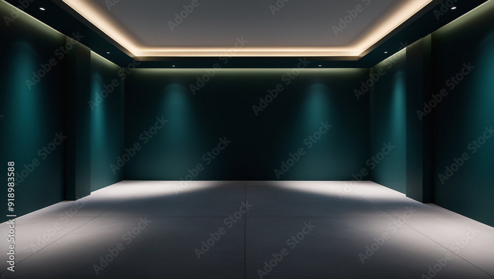 Luxurious Minimalistic Room with Shimmering Gold and Deep Emerald Green Walls Luxurious Minimalistic Room with Shimmering Gold and Deep Emerald Green Walls