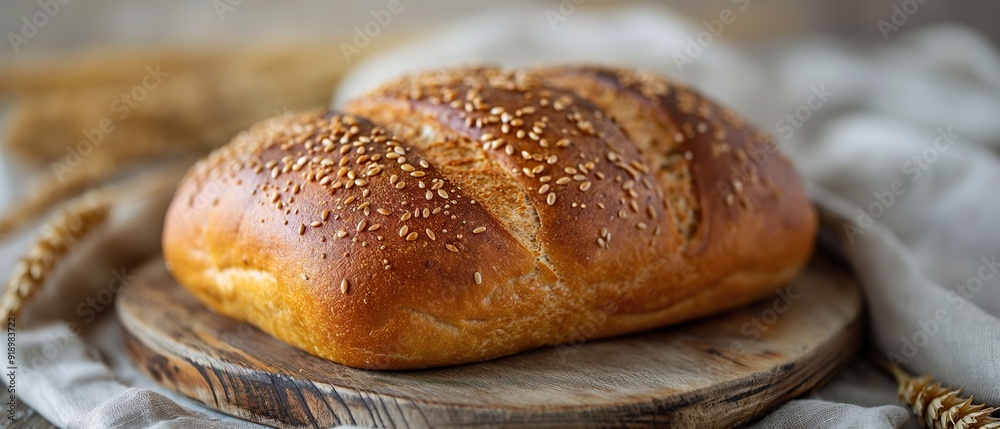 Freshly Baked Bread. Illustration On The Theme Of Food And Health, Nutrition And Rural Life. Generative AI	
 