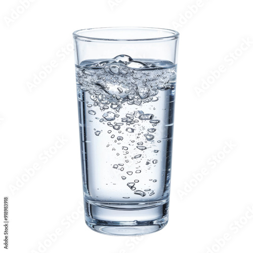 Isolated Glass of Sparkling Water with Bubbles and Clarity.