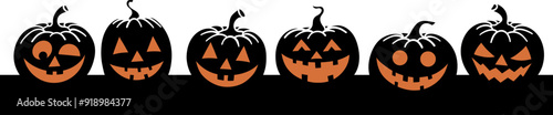 Halloween pumpkin banner, cute hand drawn elements, vector background design