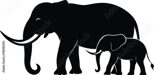 Tableau sur toile King of Black Elephant Silhouette