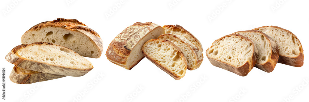 Sliced Artisan Bread Loaves on Transparent Background Sliced Artisan Bread Loaves on Transparent Background