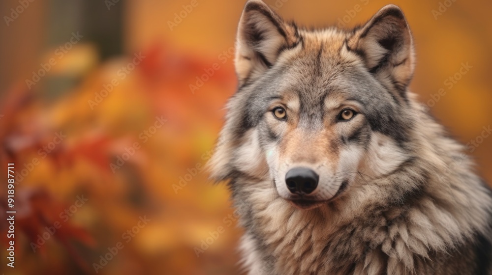 Wolf Portrait in Autumn Forest Wolf Portrait in Autumn Forest
