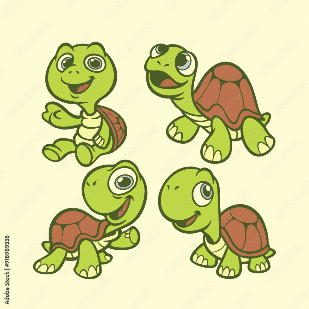 Obraz premium CUTE TURTLE MASCOT BUNDLING VECTOR
