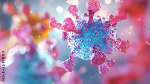 A new treatment for lung cancer uses a type of protein called a monoclonal antibody. An illustration shows a close-up view of this treatment in 3D. photo