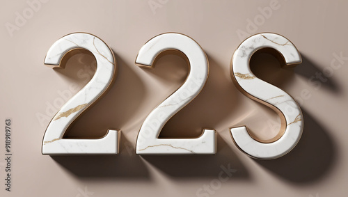 22s with Luxurious Marble Numbers and Gold Veining on Taupe Background photo