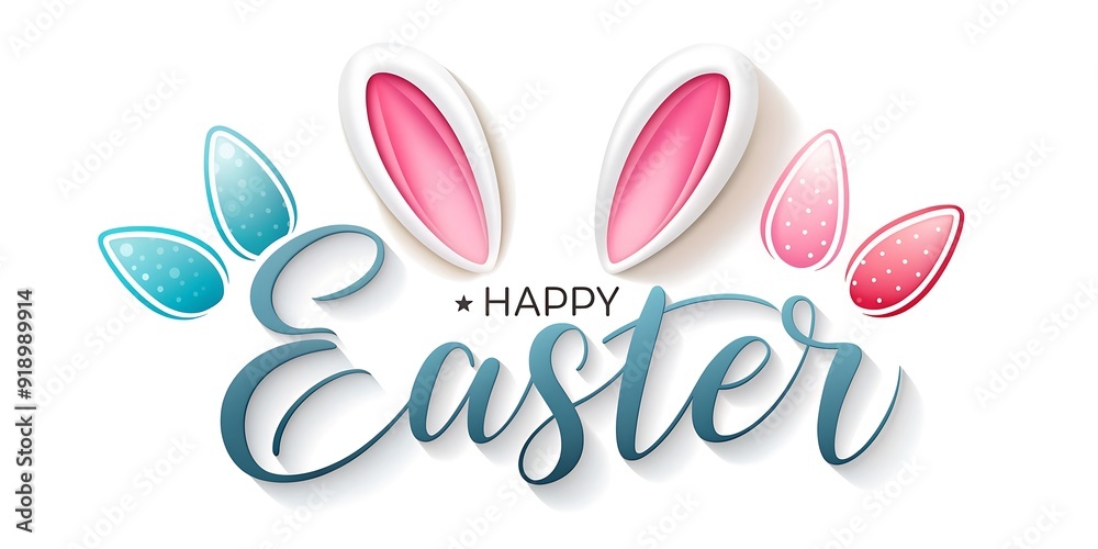 Obraz premium Happy easter card in doodle style