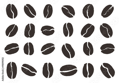 Set of Coffee Beans for Coffee Shop, Coffee Pattern, Coffee Logo, or Coffee Background, Isolated Coffee Beans on Withe Background SVG Vector