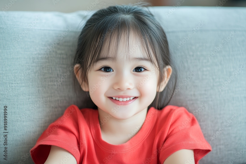 Asian children cute or kid girl and kindergarten student happy smile white teeth and laugh with wear dungarees jean for fashion on white background with space, Generative AI Asian children cute or kid girl and kindergarten student happy smile white teeth and laugh with wear dungarees jean for fashion on white background with space, Generative AI