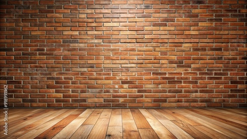 Brick wall background with wood floor for showcasing products, brick wall, wood floor, background, texture, interior