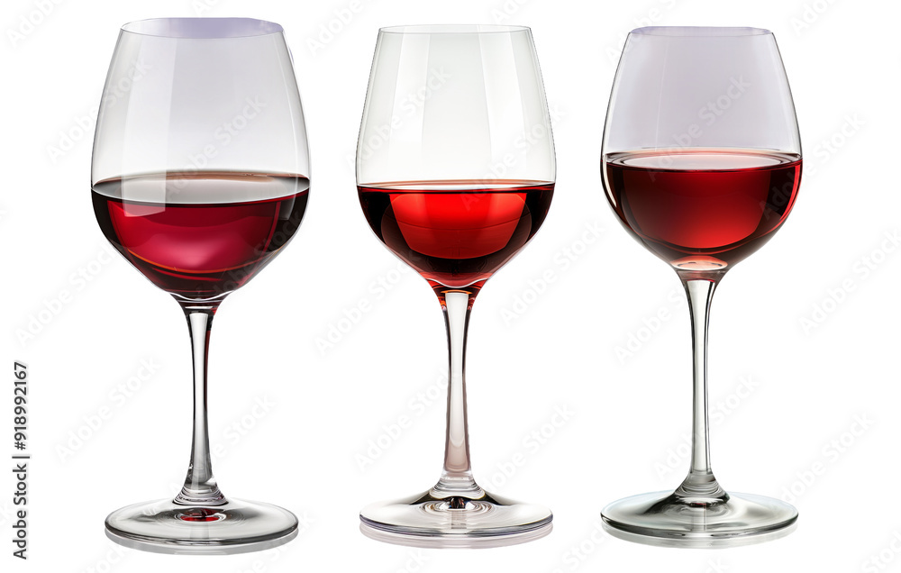 Stylish Red Wine Glasses Isolated on Transparent Background Stylish Red Wine Glasses Isolated on Transparent Background