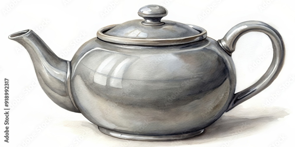 Painting style of a gray teapot , watercolor, hand drawn, vintage, kitchenware, ceramic, traditional, art Painting style of a gray teapot , watercolor, hand drawn, vintage, kitchenware, ceramic, traditional, art