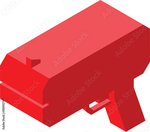 Red starting pistol being fired by a starter to begin a race on a track and field, running or swimming competition