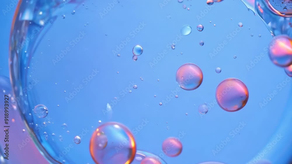 Sparkling Soap Bubbles: Floating Bubbles with Rainbow Hues and Pink Glow on Blue Background Sparkling Soap Bubbles: Floating Bubbles with Rainbow Hues and Pink Glow on Blue Background