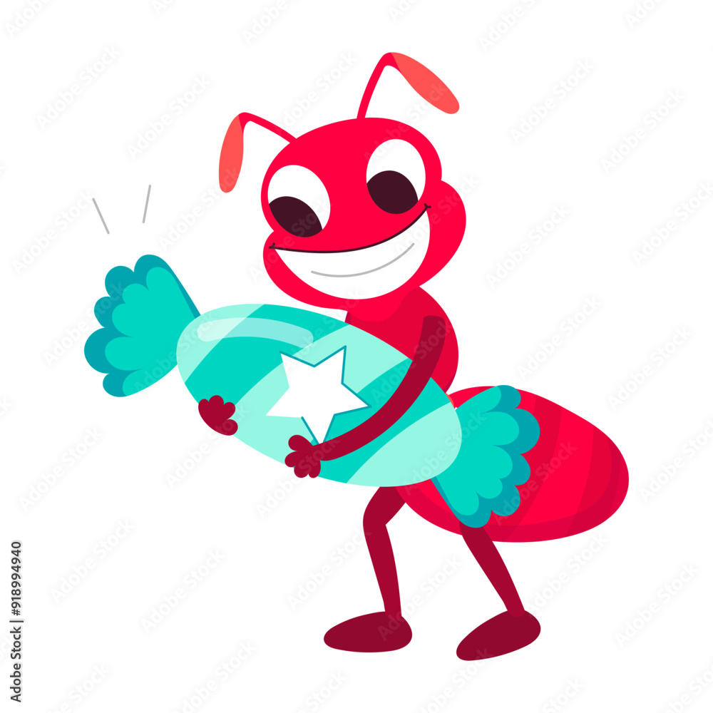 Naklejka premium A flat style sticker of ant candy