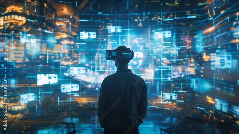 A Man Exploring the Virtual City A Man Exploring the Virtual City