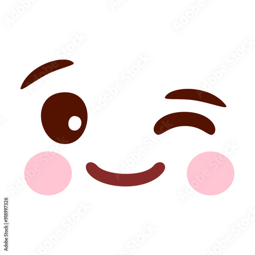 Hand drawn kawaii face illustration isolated on white background