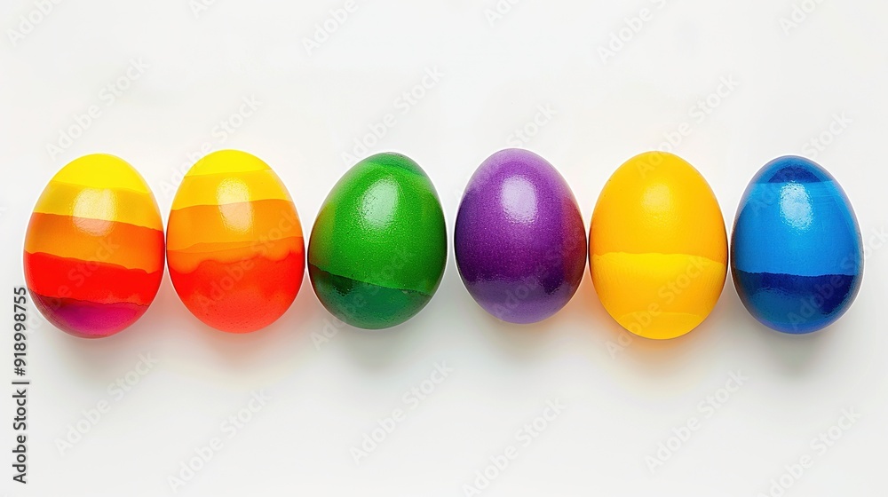 Rainbow Easter Eggs on White Rainbow Easter Eggs on White