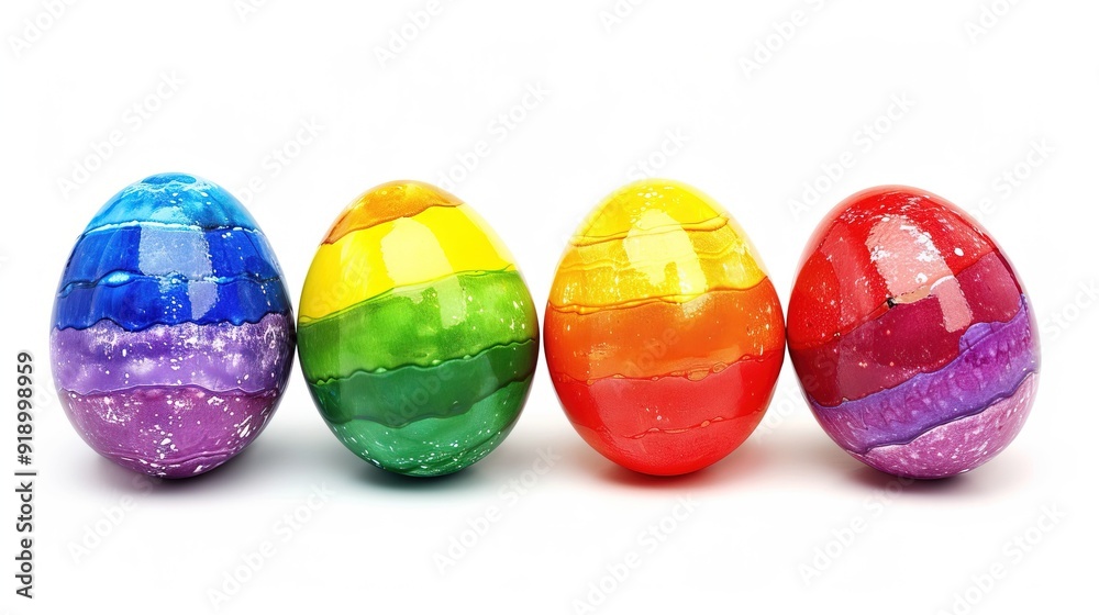 Rainbow Easter Eggs on White
