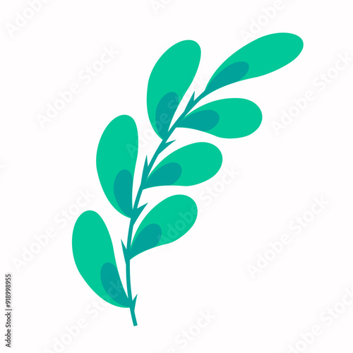 Hand drawn colorful leaves illustration on a white background