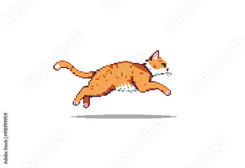 pixel art cat on transparent isolated background icon illustration design graphic flat style photo