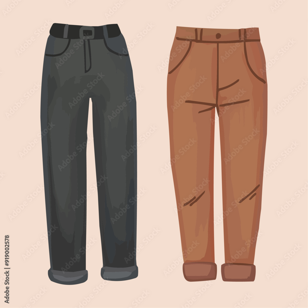 Brown trousers and grey jeans for autumn or winter Men women outfit Brown trousers and grey jeans for autumn or winter Men women outfit