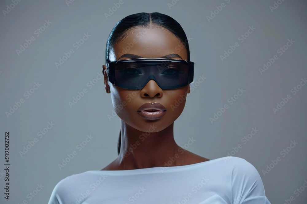 Beautiful African American woman before and after undergoing laser hair removal treatment on grey background. Beautiful African American woman before and after undergoing laser hair removal treatment on grey background.
