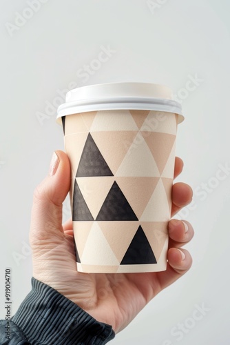 A person grasping a cup of coffee
