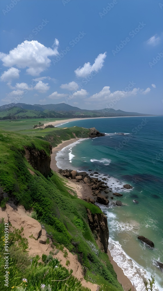 Fototapeta premium view of the coast of the sea