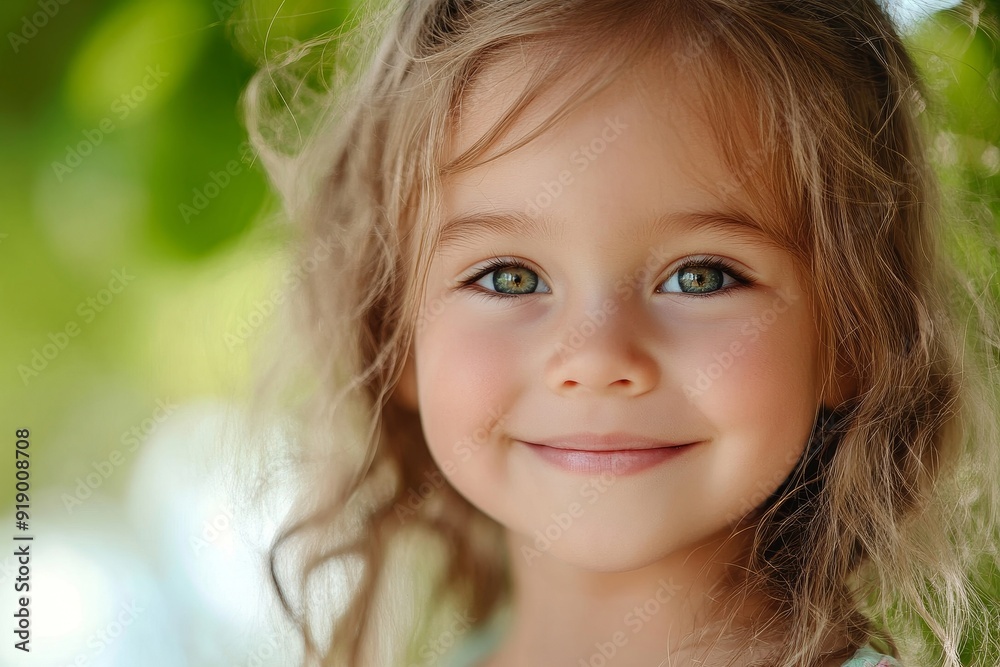 Female portrait of charming child of three years with a beautiful smile, Generative AI Female portrait of charming child of three years with a beautiful smile, Generative AI