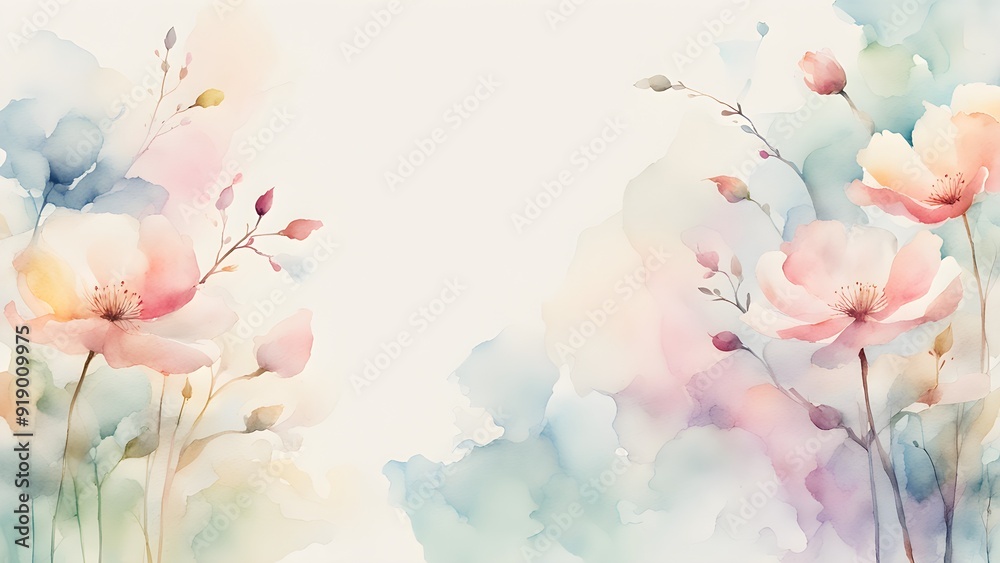 A watercolor painting of flowers with a white background A watercolor painting of flowers with a white background