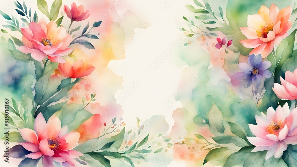 Obraz premium A watercolor painting of a flower garden with a white background