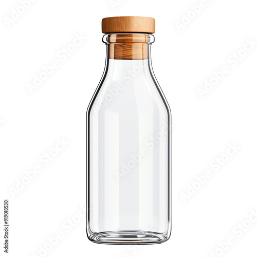 Wallpaper Mural Stylish glass bottle with a wooden lid, perfect for beverages, showcasing modern design and eco-friendly materials. PNG file Torontodigital.ca