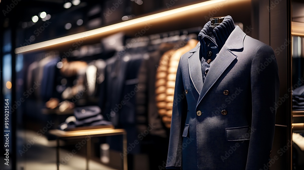 Blue Blazer on Display in Fashionable Store Blue Blazer on Display in Fashionable Store