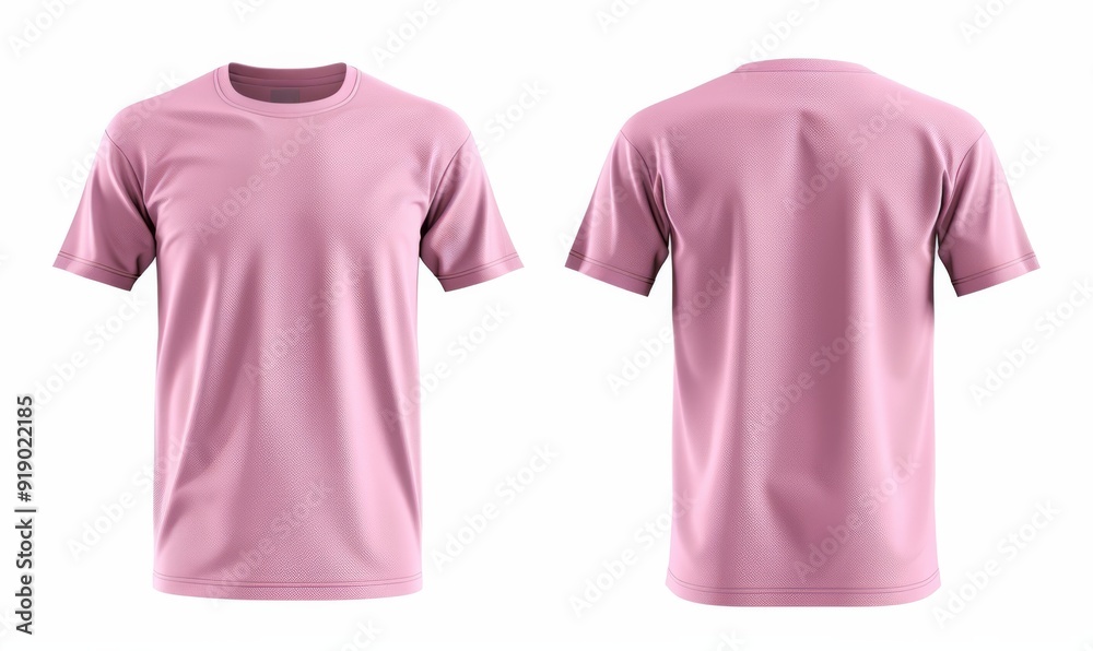 Blank pink male t-shirt, template for your design mockup. Front and back view. Blank pink male t-shirt, template for your design mockup. Front and back view.