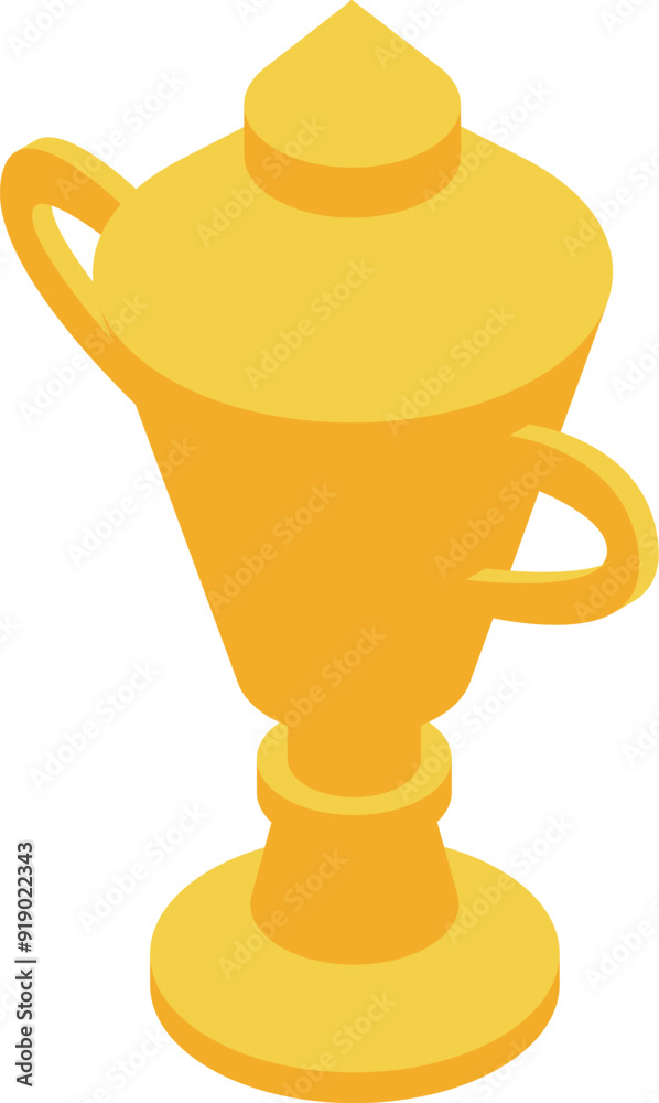 Obraz premium Golden cup award winning celebrating victory in isometric view