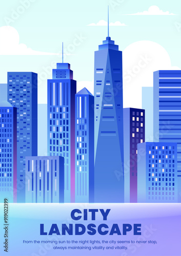 Illustration of urban landscape with urban buildings as background