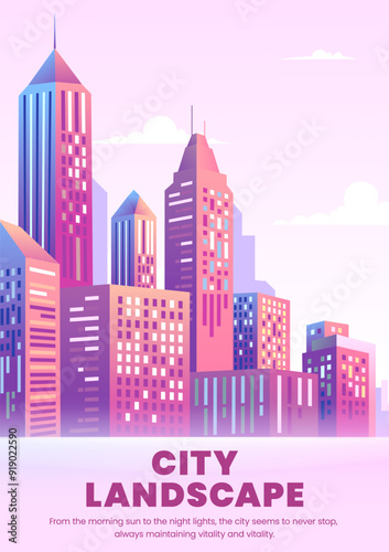 Illustration of urban landscape with urban buildings as background