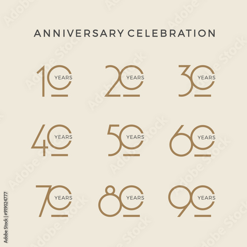 Celebration event design set. Anniversary sign. Vector design template.
