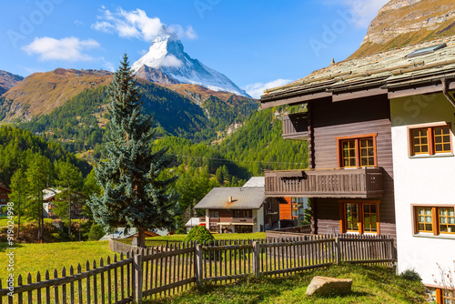 Matterhorn and Zermatt alpine village, Switzerland